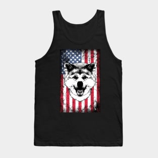 Patriotic Shiba Inu American Flag Tank Top